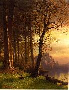 Albert Bierstadt Sunset in Californa Yosemite USA oil painting artist